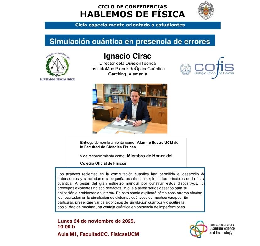 Nombramiento de miembro de Honor Colegio oficial de físicos Juan Ignacio Cirac